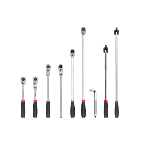 1/2 Inch Drive Quick-Release Comfort Grip Ratchet, L-Handle, and Breaker Bar Set (9-Piece)